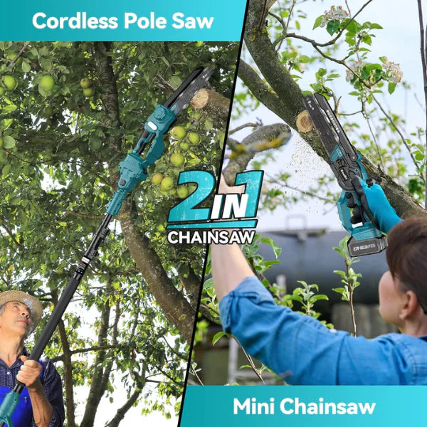 2 in 1 Cordless Pole Saw & Mini Chainsaw (Up to 15.8ft / 4.57 meters)